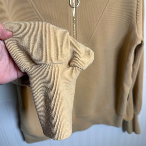 Varley Vine Half Zip Sweater Women’s Size Small Tan Ribbed Preppy Lounge Casual - Picture 6 of 6